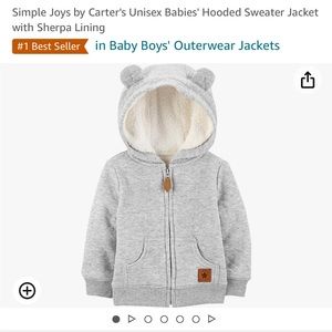 Simple Joys by Carter's Unisex Babies' Hooded Sweater Jacket with Sherpa Lining